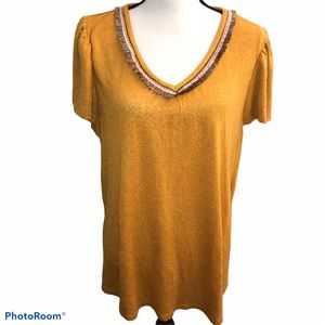 Bobeau plus size mustard gold blouse vneck Size 2X